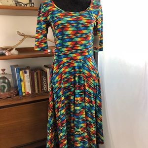 New with Tags Lularoe Nicole Dress Medium Rainbow